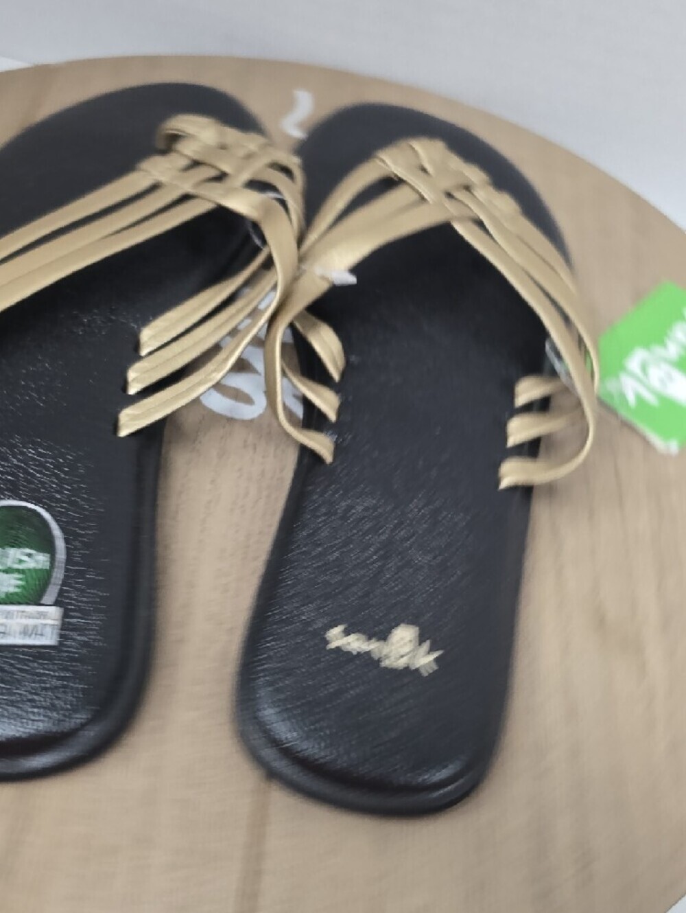 Sanuk Women's Gold Woven-Strap‎ Slide Sandals Size 9 NWT - Picture 5 of 11